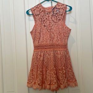 Lace romper size S coral NWT